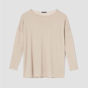Eileen Fisher | 100% Linen Cream Long Sleeve Top